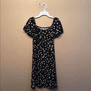 Ultra Flirt Black Dress (Junior Girls)with White Daisy Print